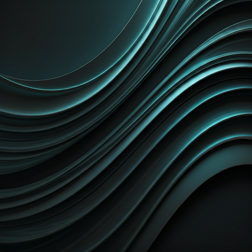 Abstract digital art with flowing aerodynamic shapes in teal and charcoal.